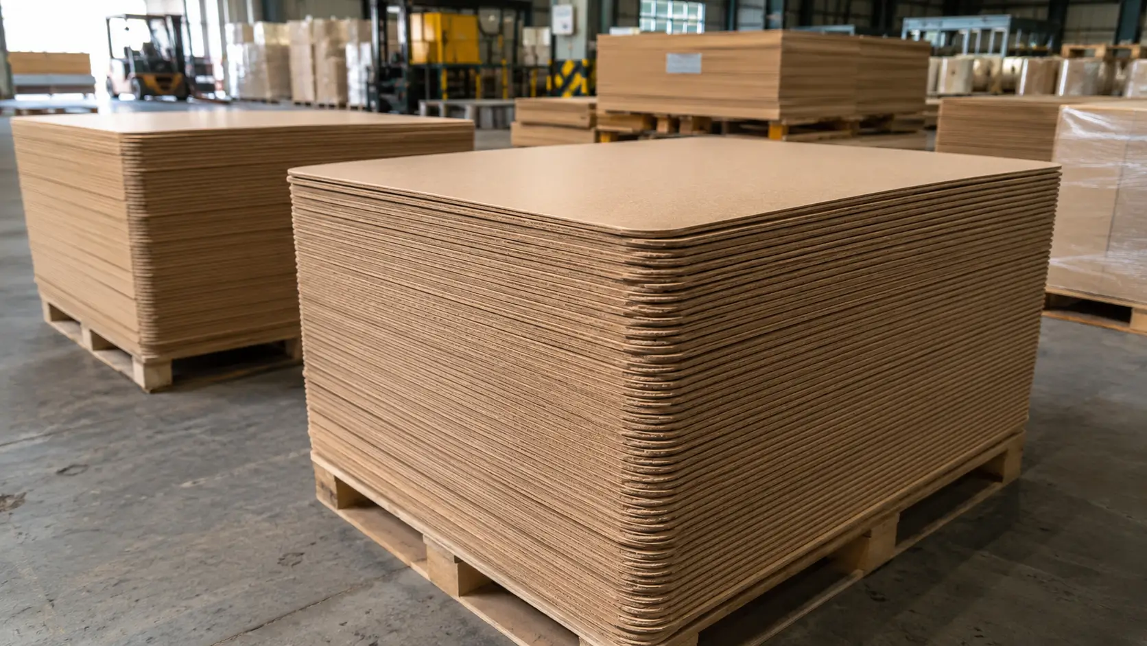 Chapatex para pallet em São Paulo, chapas empilhadas em galpão industrial